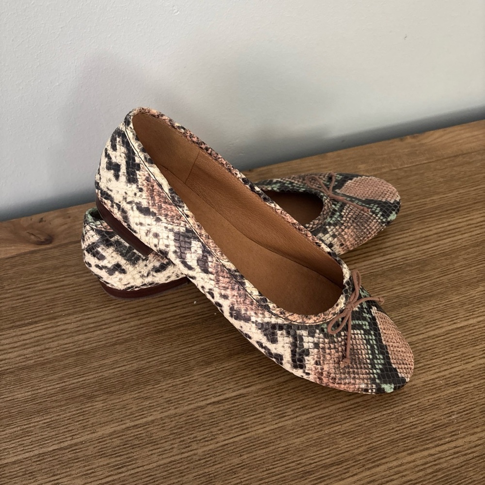 Madewell Snake-Print Ballet Flats in Pink, Tan & Black